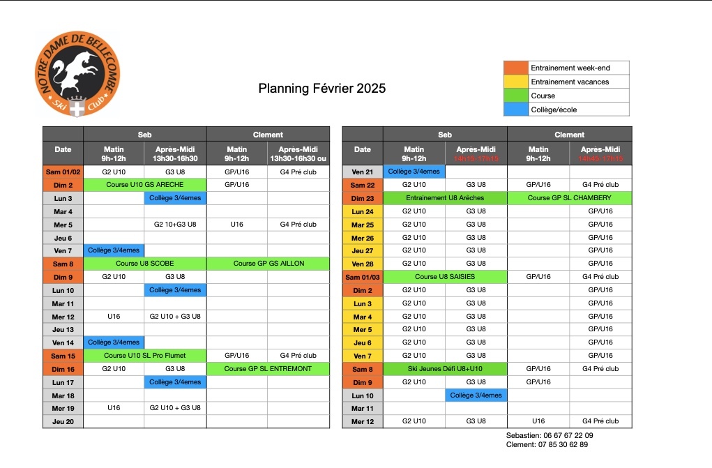 CALENDRIER FEVRIER