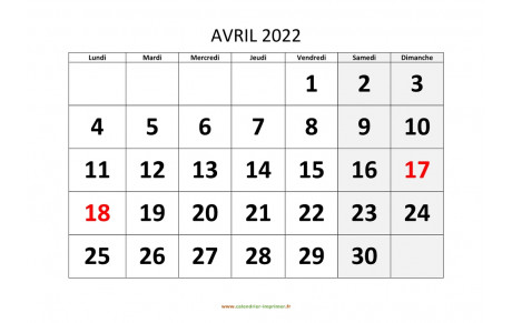 Planning avril (mis à jour le 31/03)